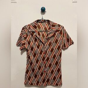 Vintage Italian 70s print button down blouse